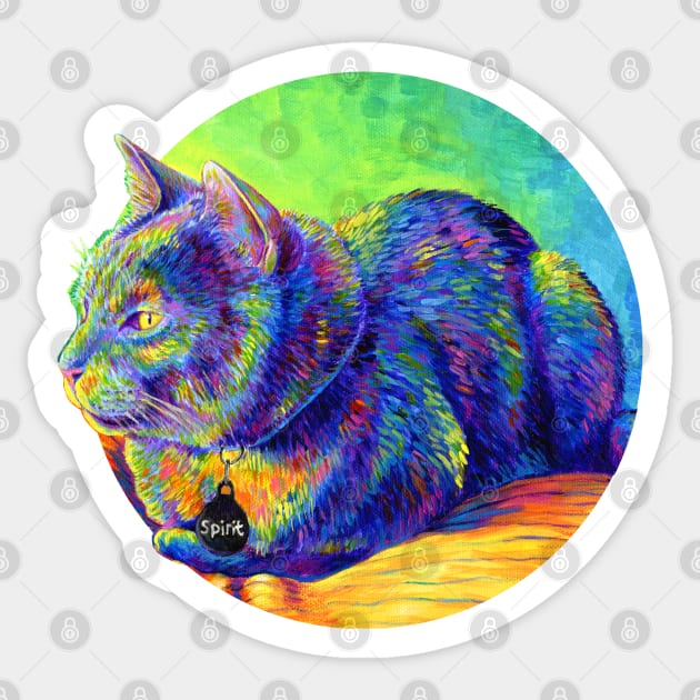 Psychedelic Spirit Rainbow Cat Sticker by rebeccawangart